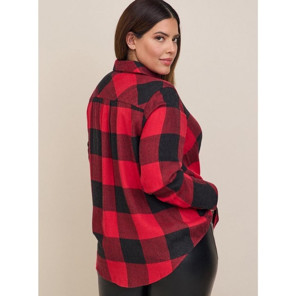 Torrid Lizzie Brushed Rayon Acrylic Button Down Long Sleeve Shirt Plus Size 2 2X - Picture 8 of 9